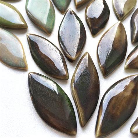 Botany Sample Leaf Shaped Porcelain Mosaic Tile Sheets Etsy Mosaic
