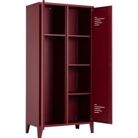 Armoire lofter alinea, décor industriel. Armoire 2 portes en acier Rouge sumac - LOFTER - 95x200 cm - armoires - alinea