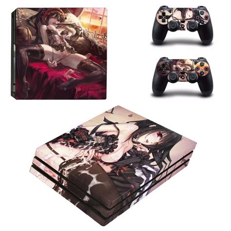 anime sexy girl tokisaki kurumi ps4 pro skin sticker decal for playstation 4 console and 2