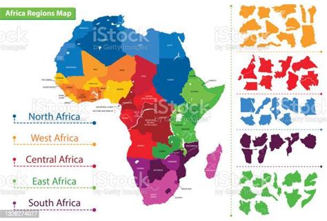 Carte Des Régions Dafrique Carte De Lafrique Vecteurs Libres De Droits