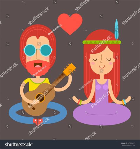 Vector Illustration Of Sitting Hippie Man Royalty Free Stock Vector