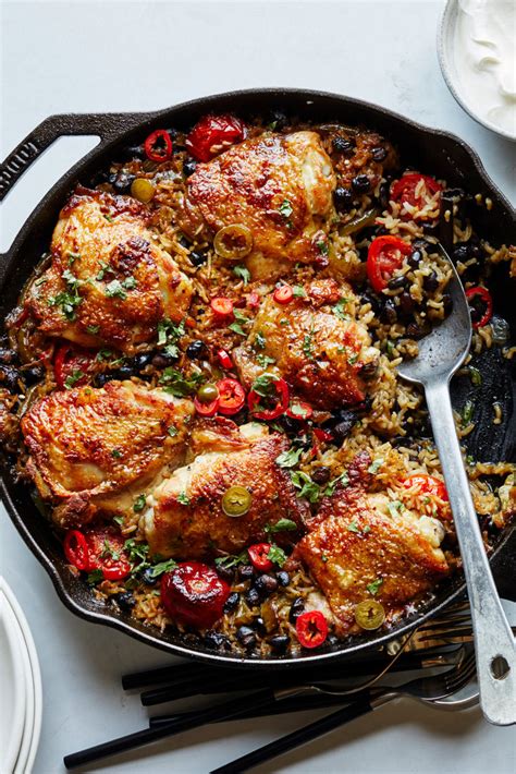 Skillet Chicken With Black Beans, Rice and Chiles Recipe | Recipe