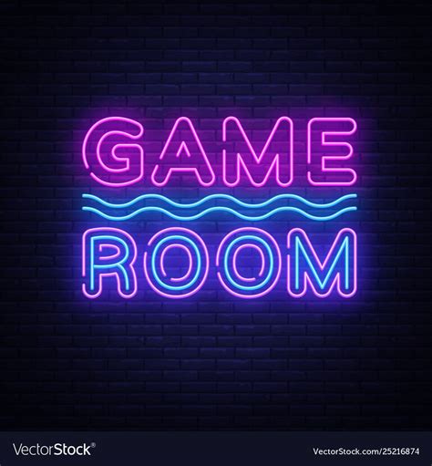 Game Room Neon Text Vector Gaming Neon Sign Design Template Modern