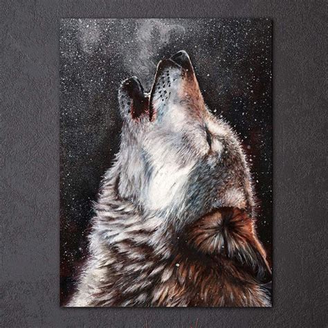 Drop Shippinghd Printed 1 Piece Canvas Art Howling Wolf Painting