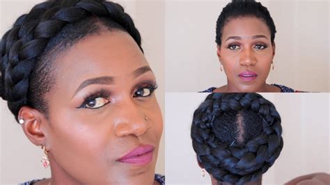 Black hair updo hairstyles braided ponytail hairstyles braided hairstyles for black women african braids hairstyles. Grecian Goddess Braid On Short Natural Hair - YouTube