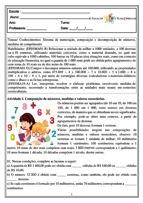 Atividades De Decomposição 5 Ano