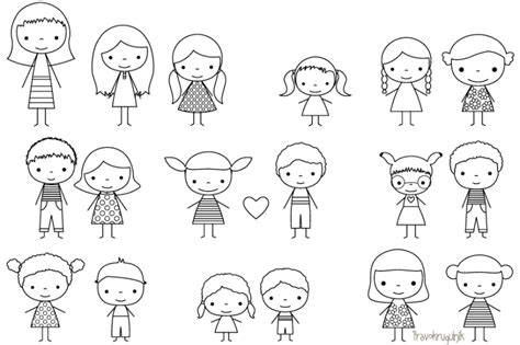 In the study, individuals watched video clips of black and white bars moving across a computer screen, very similar to the clips seen in this video. Children stick figure digital stamp, Cute boy and girl ...