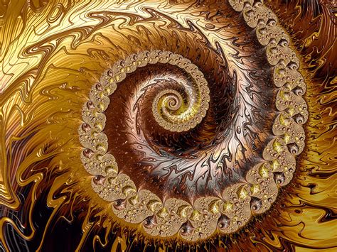 Golden And Brown Fractal Spiral Digital Art By Matthias Hauser Fine