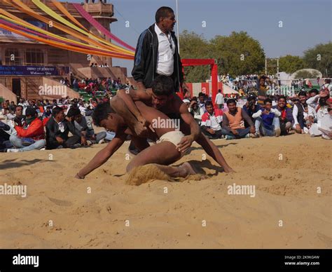 Bikaner Rajasthan India January Traditional Wrestling Match Competition Also Known