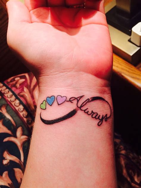 Always Infinity With Kids Birthstone Colors Tattoos For