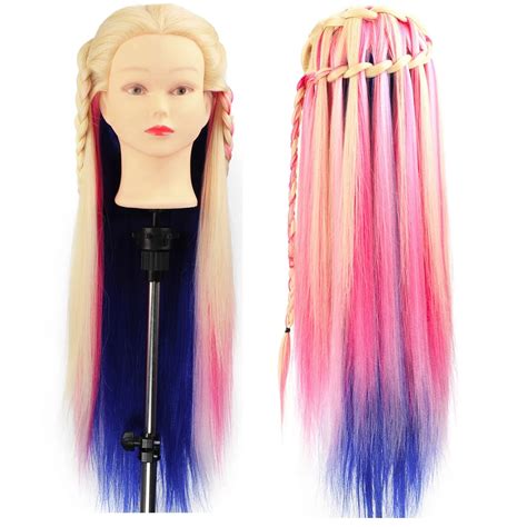 Long Thick Colorful Hair Training Mannequin Head For Braids Hairstyles