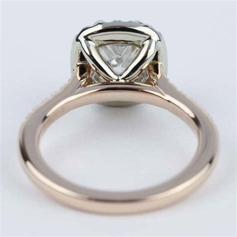 Custom Two Tone Cushion Diamond Halo Engagement Ring