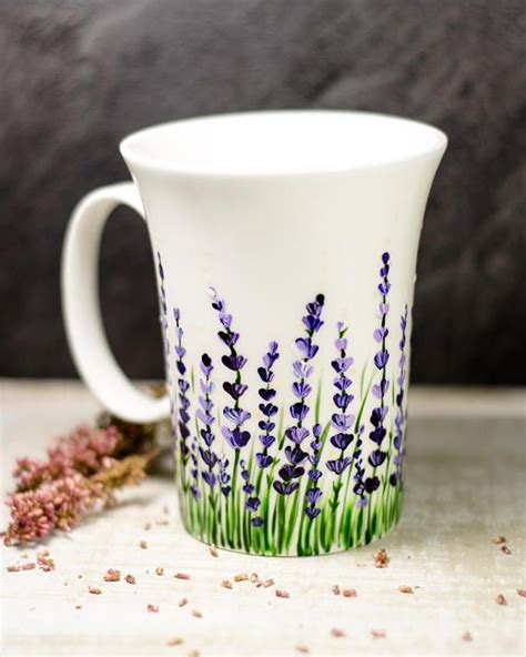 Lavender Coffee Mug Floral Ceramic Cup Personalized Mothers Day T