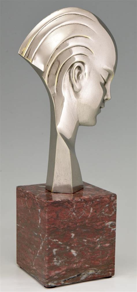Art Deco Bronze Sculpture Bust Woman Profile Att To Guido Cacciapuoti
