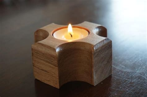 Handcrafted Wooden Candle Holder Set Of 2 Handmade Unique Wooden