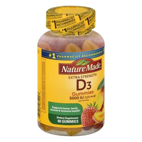 Extra Strength Vitamin D3 5000 Iu Supplement Nature Made 80 Gummies