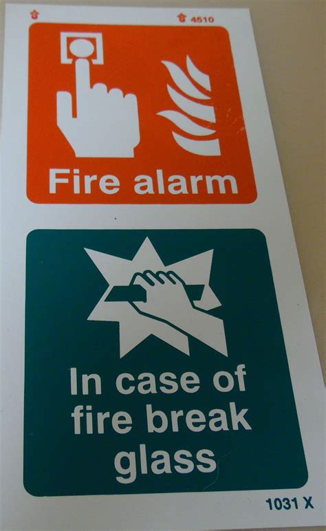 Fire Alarm In Case Of Fire Break Glass Fire Alarm Novelty Sign Broken Glass