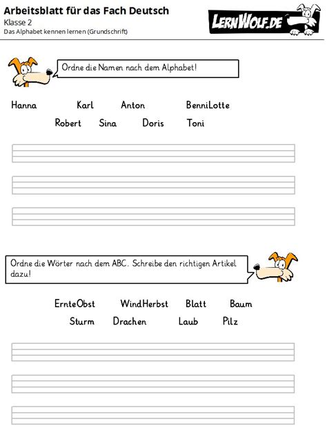 Hier kannnst du fertig gestaltete lineaturen für die 2. Übungen Deutsch Klasse 2 kostenlos zum Download - lernwolf.de