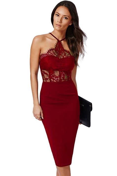 Women Navy Lace Short Red Halter Dress Online Store For Women Sexy