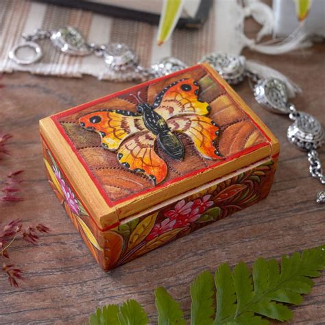 Hand Painted Mini Jewelry Box With Butterfly Motif Butterfly Paradise