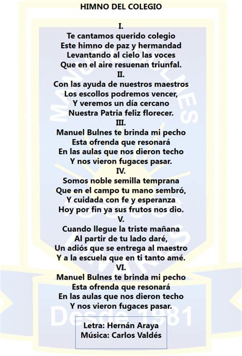Himno Colegio Manuel Bulnes Colegio Manuel Bulnes