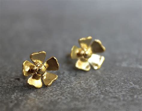 Gold Stud Earrings Gold Flower Stud Earrings Small Gold
