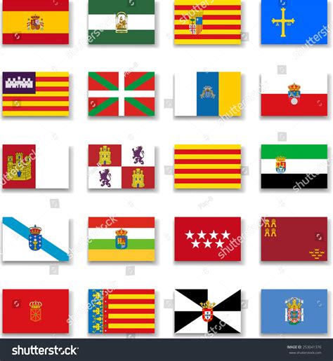 Spain Autonomous Communities Flag Collectioncomplete Stock Vector