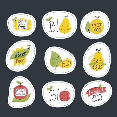 Premium Vector Organic Eco And Bio Food Stickers Set