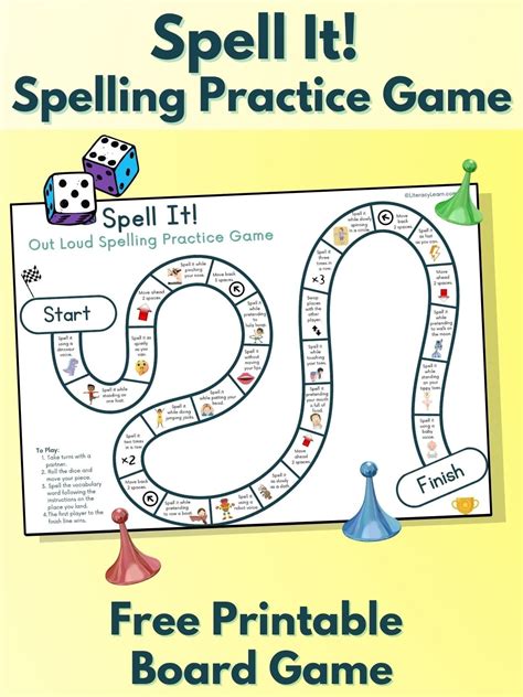 Spelling Practice Printable Board Game Free Literacy Learn