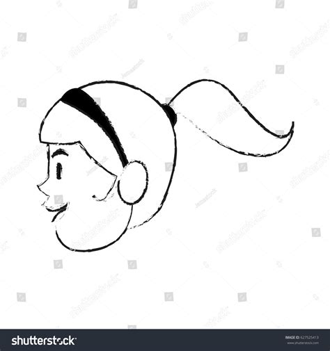 Young Woman Flotating Ponytail Icon Image Stock Vector Royalty Free
