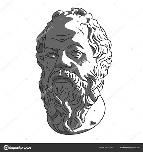 Bust Socrates Ancient Greek Philosopher Isolated White Background Place