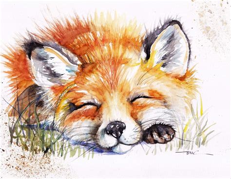 Fox Watercolour Painting Fox Watercolour Print Wildlife Art | Etsy