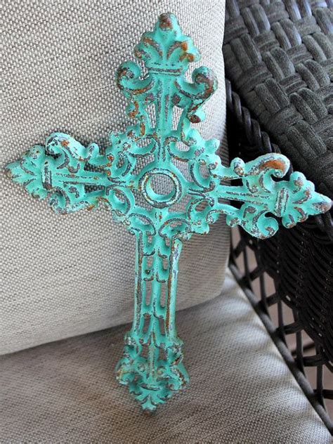 Metal wall cross with decorative gol. Cross wall decor green cast iron | Cross wall decor, Crosses decor, Cross art
