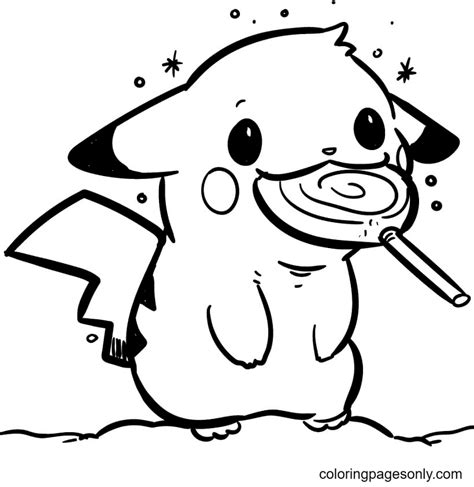 Pikachu With Lollipop Coloring Pages Pikachu Coloring Pages