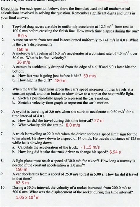 Speed Problems Worksheet With Answers
