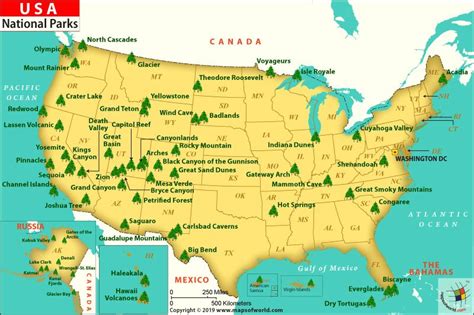 Us National Parks Map List Of National Parks In The Us