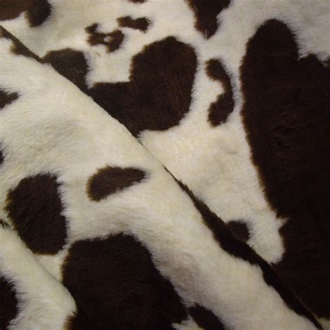 Brown And Cream Cow Animal Print Faux Fur Fabric Medium Pile Per Metre