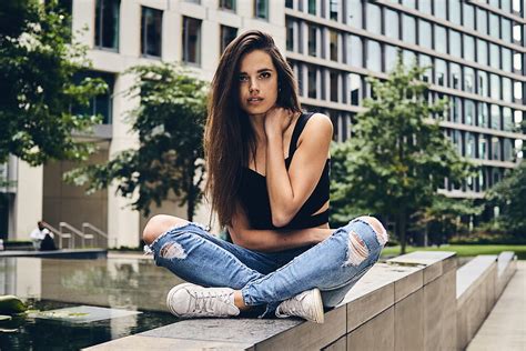 Brunette Girl Model Teared Jeans Sit Hd Wallpaper Pxfuel