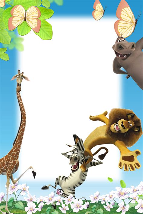 Bingkai Animal : Watercolor Frame With African Animals And Palm Zoo