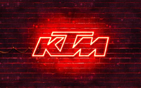 Download Wallpapers Ktm Red Logo 4k Red Brickwall Ktm Logo