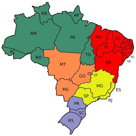 Mapa Do Brasil Por Estados E Regi Es Em Branco E Colorido