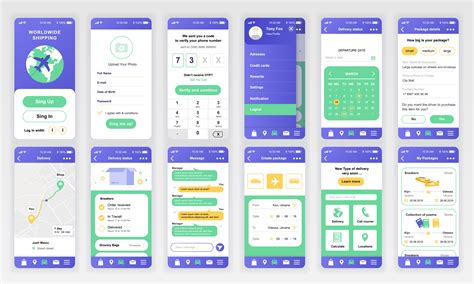 Set of UI, UX, GUI screens Delivery app flat design template for mobile