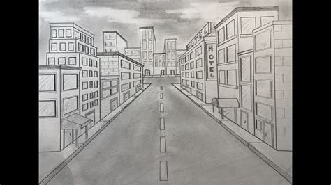 One Point Perspective Drawing Outdoor Street View Mfo Art Lesson