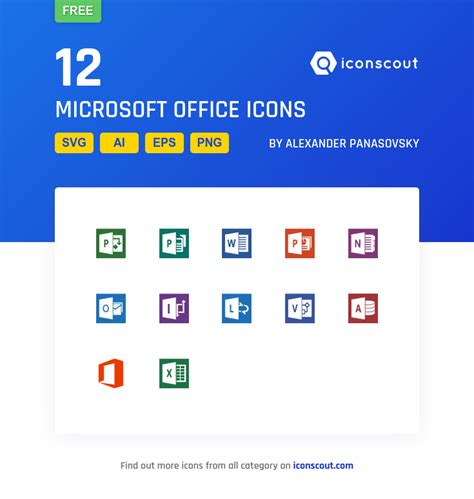 Microsoft Office Free Icon Pack 12 Flat Icons Png Icons Vector Icons