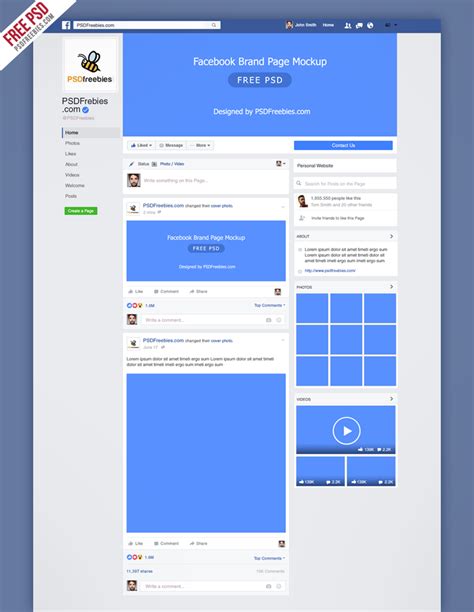 Facebook Mockup Fanpage Free Template On Behance