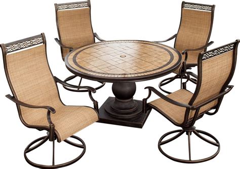 Avalon outdoor steel swivel lounge chair & cushion. Hanover Monaco 5-Piece Outdoor Dining Set with High-Back ...