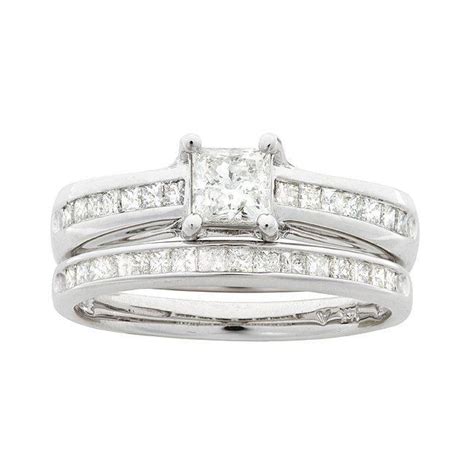 Montebello 14k White Gold 1 110ct Tdw Princess Diamond Bridal Ring Set