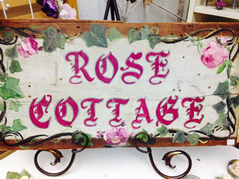 Rose Cottage sign painted on reclaimed wood at Summer Cottage Antiques. | Rose cottage, Cottage ...