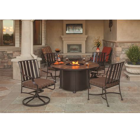 Ow Lee Laredo Patio Set With Fire Pit Dining Table Furniture For