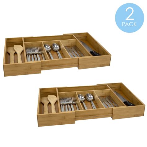 Expandable Bamboo Cutlery Tray Natural